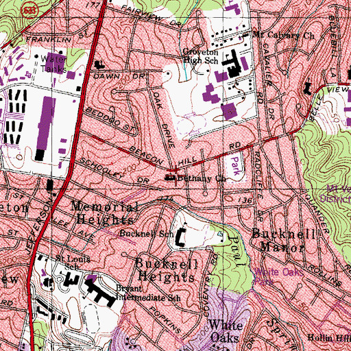 Topographic Map of Bethany Lutheran Church, VA