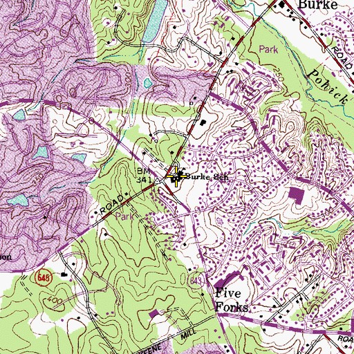 Topographic Map of Burke School, VA