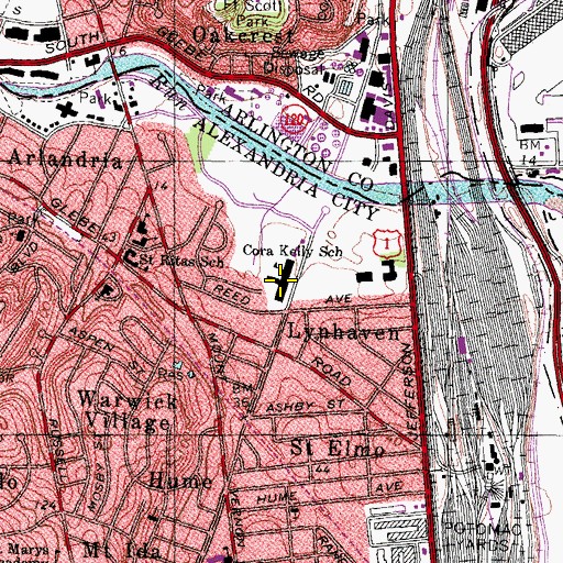Topographic Map of Cora Kelly School, VA