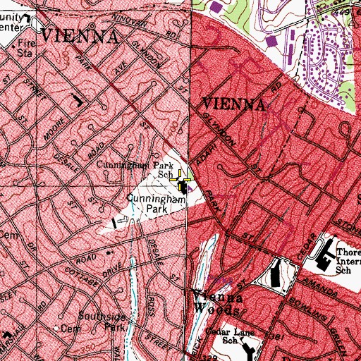 Topographic Map of Cunningham Park Elementary School, VA