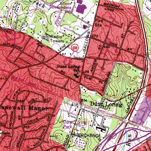 Topographic Map of Dunn Loring Center, VA