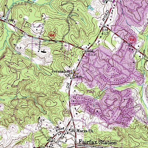 Topographic Map of Jerusalem Baptist Church, VA