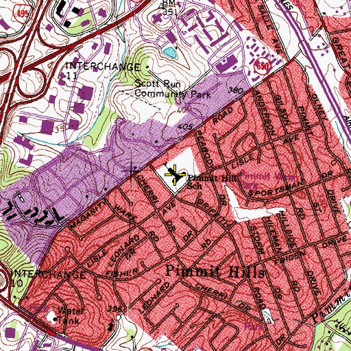 Topographic Map of Pimmit Hill School (historical), VA
