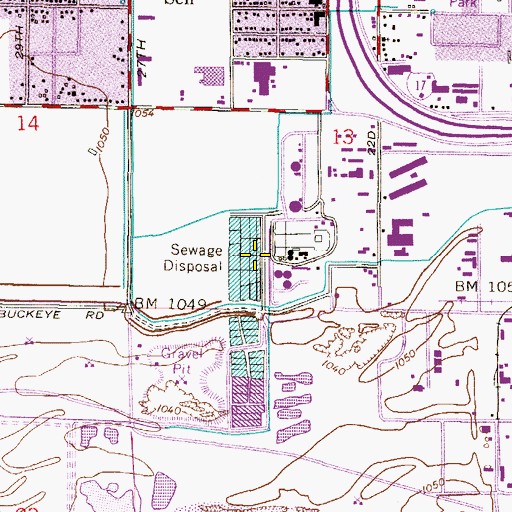 Topographic Map of Phoenix Sewage Treatment Plant, AZ