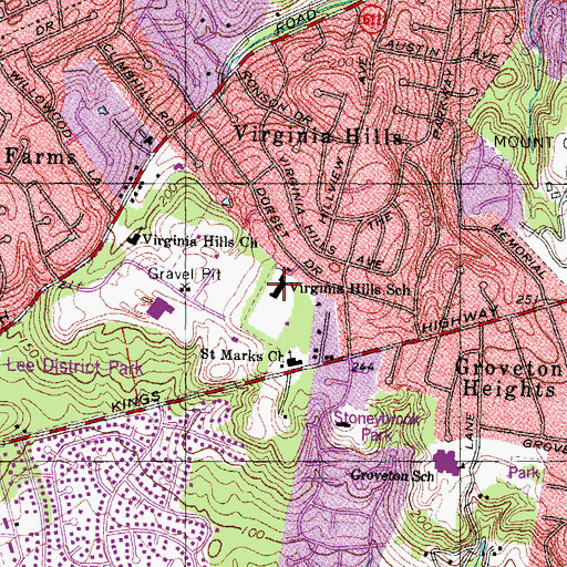 Topographic Map of Fairfax County Schools Virginia Hills Administative Center, VA