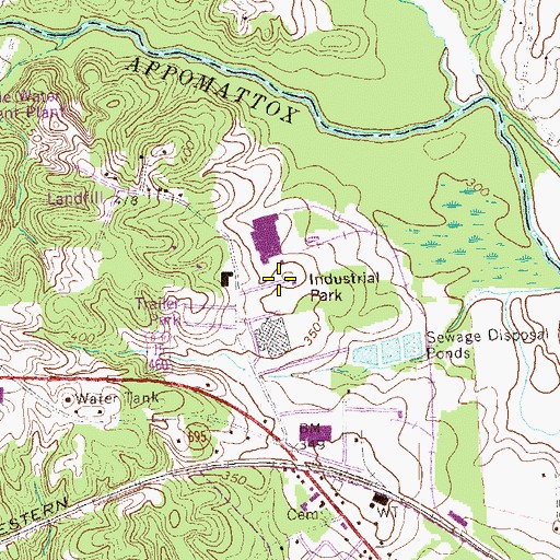 Topographic Map of Farmville Industrial Park, VA
