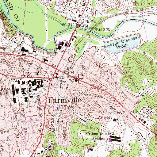 Topographic Map of Farmville Post Office, VA