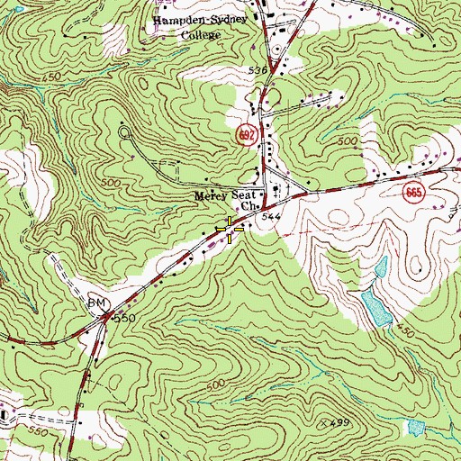 Topographic Map of Hampden Sydney School (historical), VA