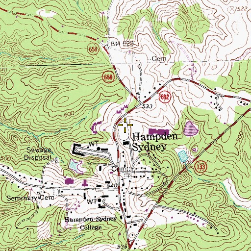Topographic Map of Hundley Stadium, VA