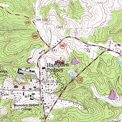 Topographic Map of Kirby Field House, VA