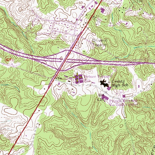 Topographic Map of Prince Edward County Elementary School, VA