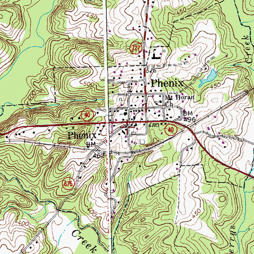 Topographic Map of Phenix United Methodist Church, VA