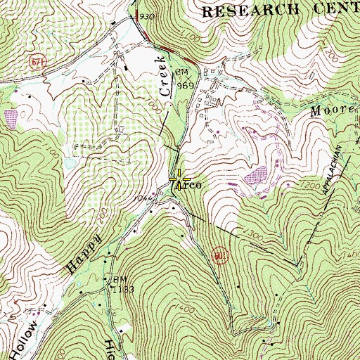 Topographic Map of Arco, VA