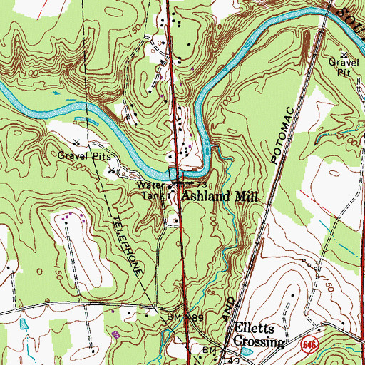 Topographic Map of Ashland Mill, VA