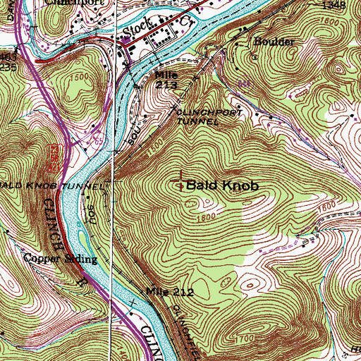 Topographic Map of Bald Knob, VA