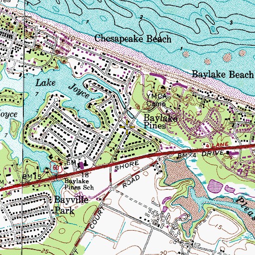 Topographic Map of Baylake Pines, VA