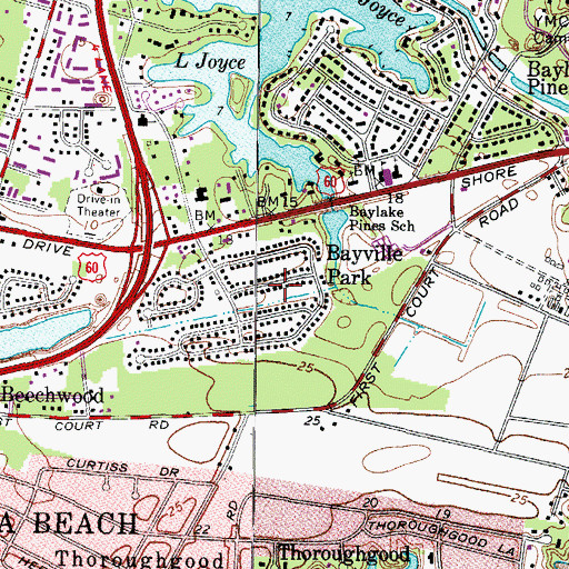 Topographic Map of Bayville Park, VA
