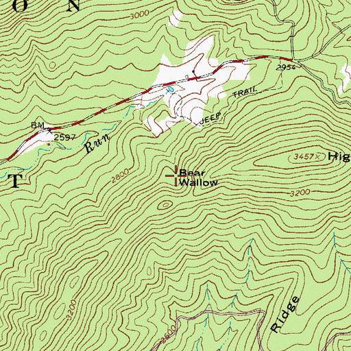 Topographic Map of Bear Wallow, VA