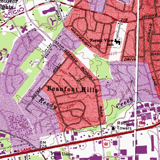 Topographic Map of Beaufont Hills, VA