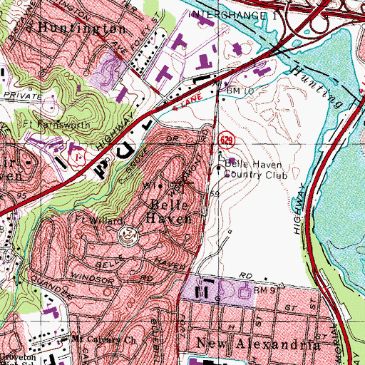 Topographic Map of Belle Haven, VA