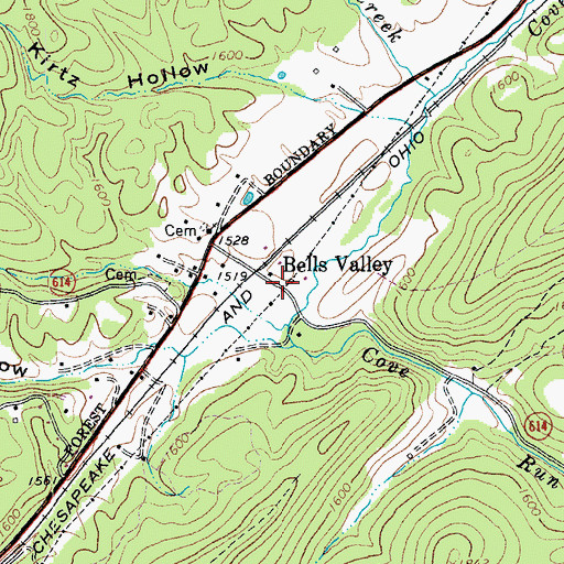 Topographic Map of Bells Valley, VA