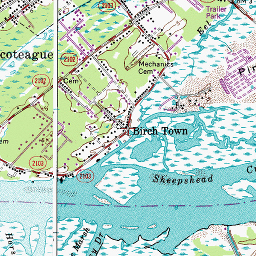 Topographic Map of Birch Town, VA