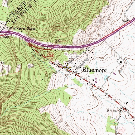 Topographic Map of Bluemont, VA