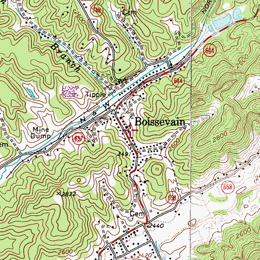 Topographic Map of Boissevain, VA