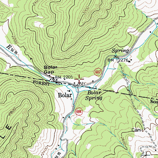 Topographic Map of Bolar, VA