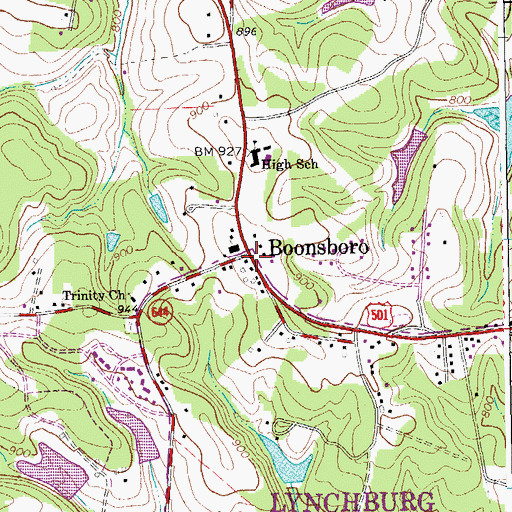 Topographic Map of Boonsboro, VA