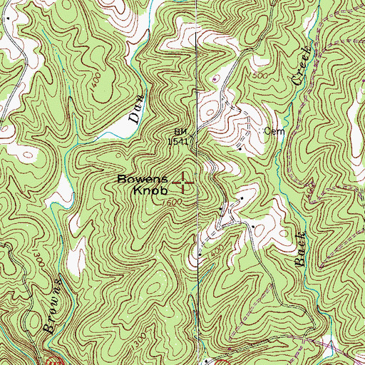 Topographic Map of Bowens Knob, VA