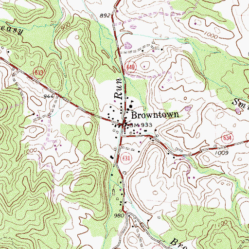 Topographic Map of Browntown, VA