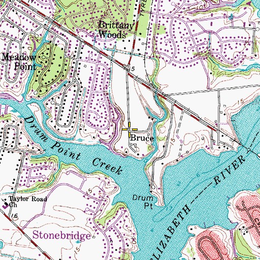 Topographic Map of Bruce, VA