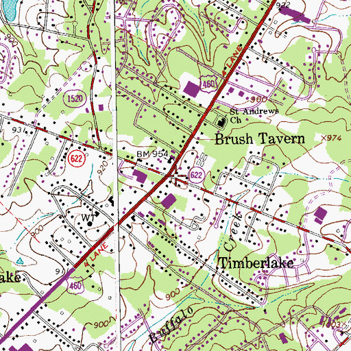 Topographic Map of Brush Tavern, VA