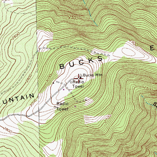 Topographic Map of Bucks Elbow Mountain, VA