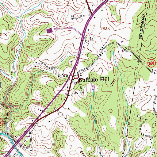 Topographic Map of Buffalo Hill, VA
