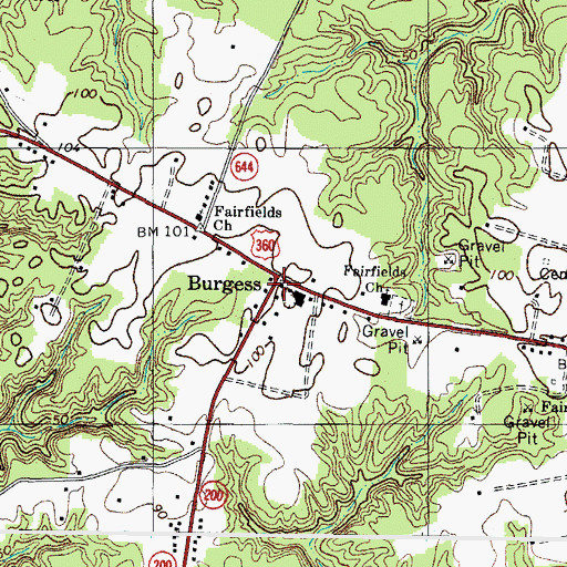 Topographic Map of Burgess, VA