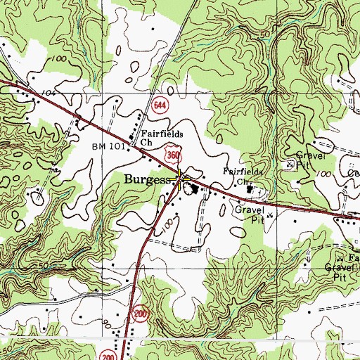 Topographic Map of Burgess, VA