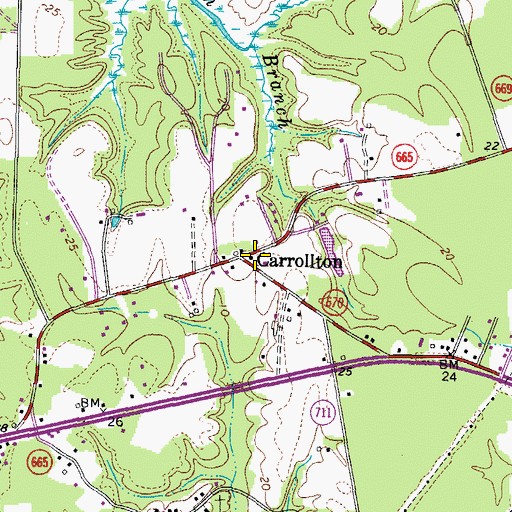 Topographic Map of Carrollton, VA