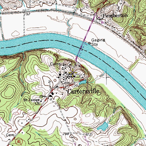 Topographic Map of Cartersville, VA