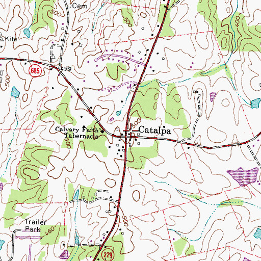 Topographic Map of Catalpa, VA