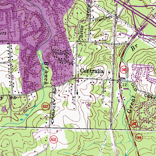 Topographic Map of Centralia, VA