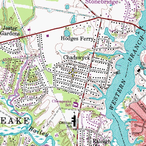 Topographic Map of Chadswyck, VA