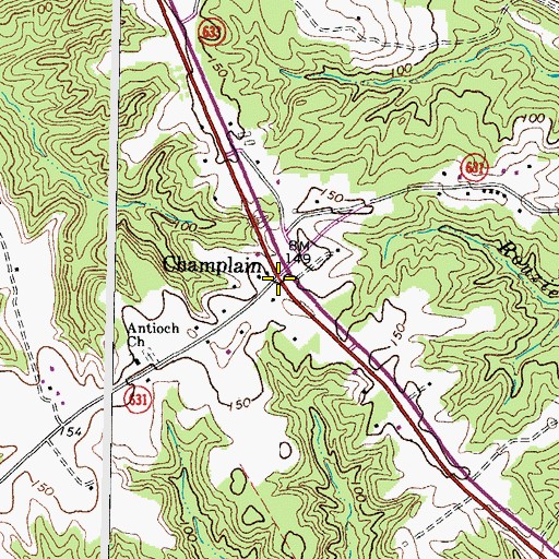 Topographic Map of Champlain, VA