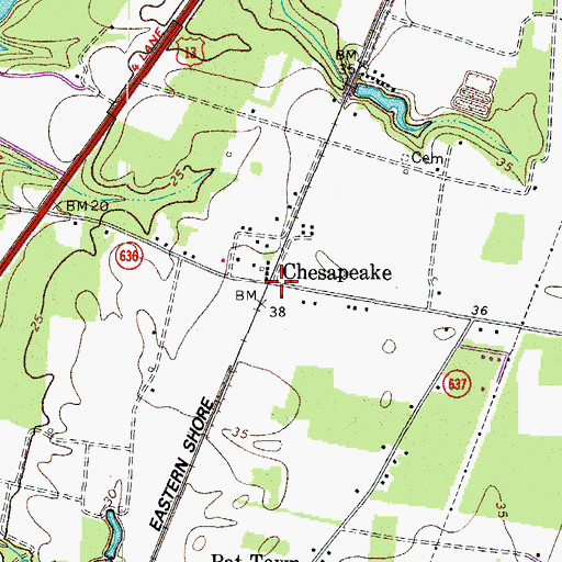 Topographic Map of Chesapeake, VA