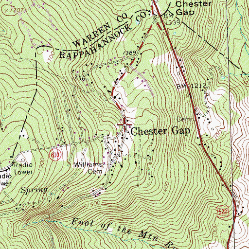 Topographic Map of Chester Gap, VA