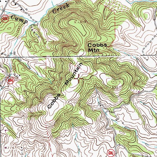 Topographic Map of Cobbs Mountain, VA