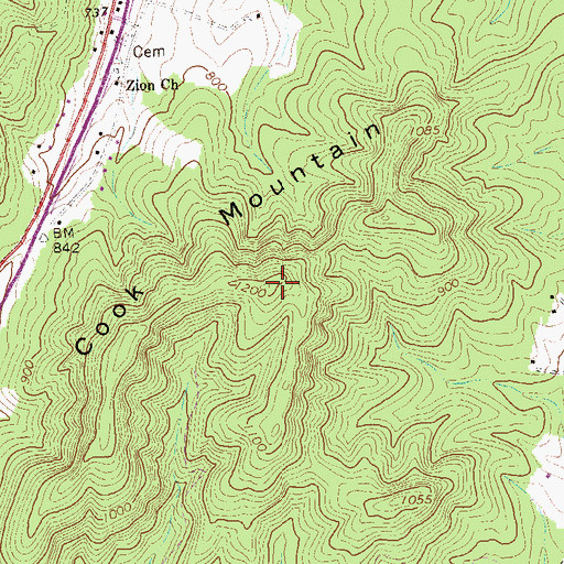 Topographic Map of Cook Mountain, VA