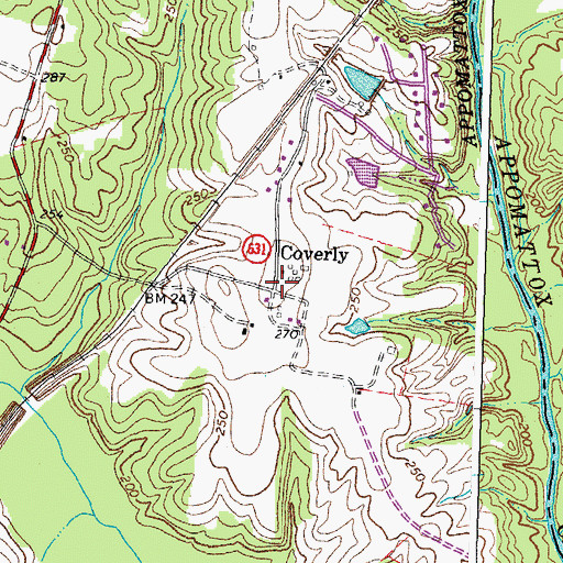 Topographic Map of Coverly, VA
