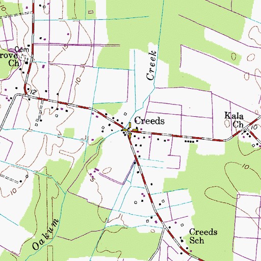 Topographic Map of Creeds, VA